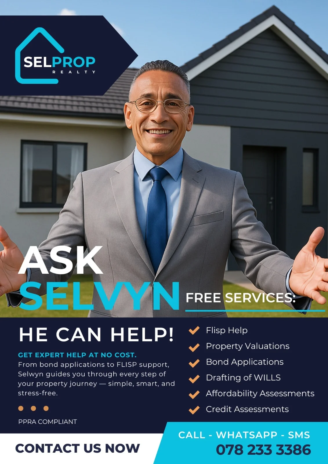Professional real estate agent at Cape Town Prestige Properties office